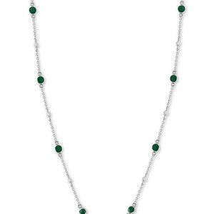 EFFY 48" LONG EMERALD WHITE GOLD STATION NECKLACE